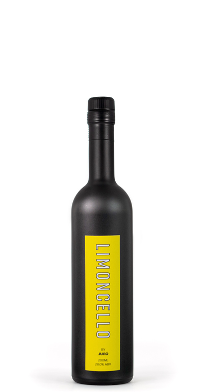 Limoncello by Juno Gin black bottle with yellow branding
